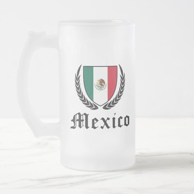Mexikos vapen frostat ölglas (Vänster)