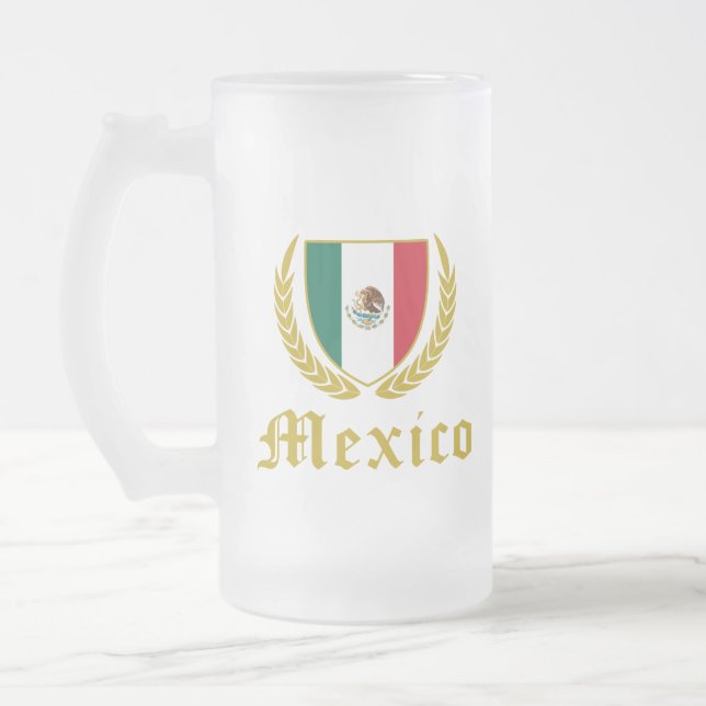 Mexikos vapen frostat ölglas (Vänster)