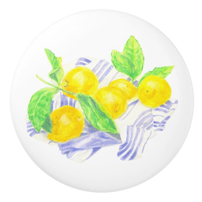 Meyer-citroner på kökshandduk knopp (Framsidan)