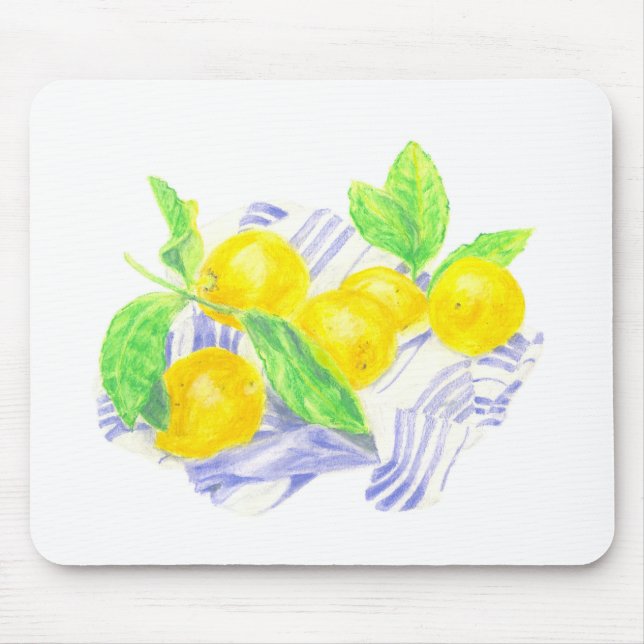 Meyer-citroner på kökshandduk musmatta (Framsidan)