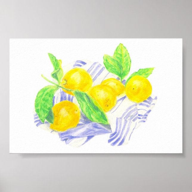 Meyer-citroner på kökshandduk poster (Framsidan)