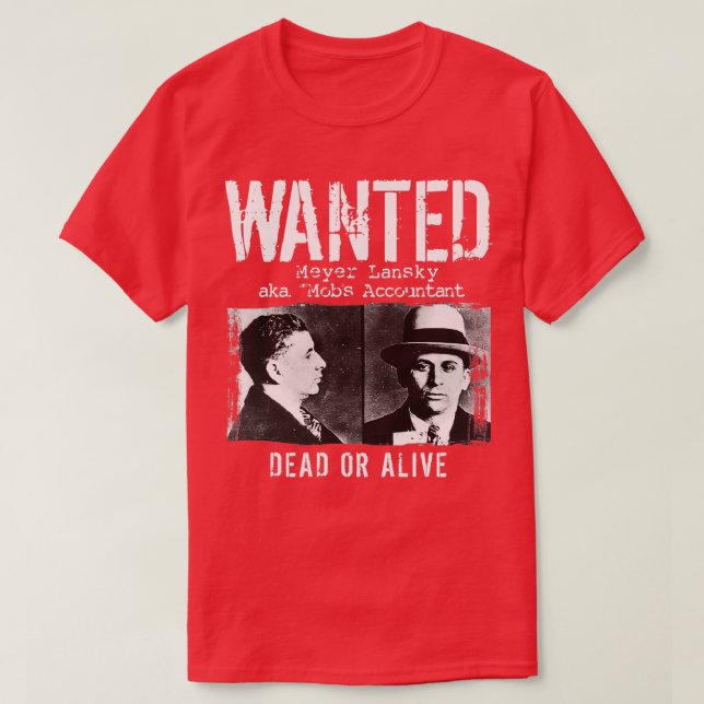 Meyer Lansky Mugshot Wanted Dead eller Alive T Shirt (Design framsida)