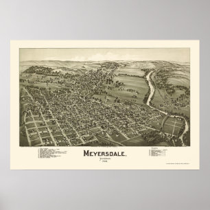 Meyersdale, PA Panoramic Karta - 1900 Poster