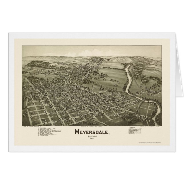 Meyersdale panorama- karta för PA - 1900 Hälsningskort (Framsidan Horizontal)