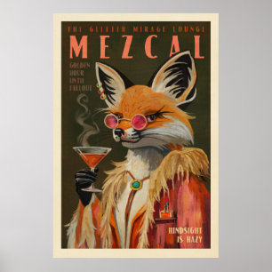 Mezcal Fox Vintage Cocktail Art Tequila Älskare Pr Poster
