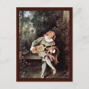 Mezzetin by Antoine Watteau Vykort