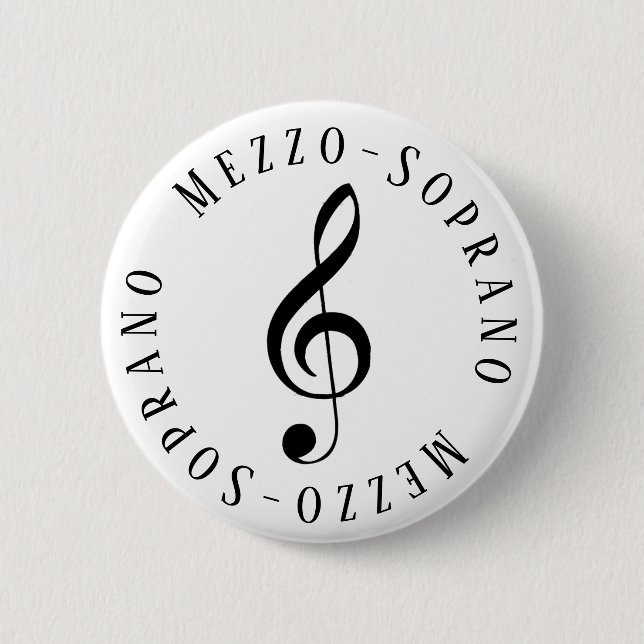 Mezzo-Soprano Singer Treble Clef Button Knapp (Framsida)