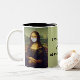 Mfrågade Mona Lisa Social Avstånd Två-Tonad Mugg