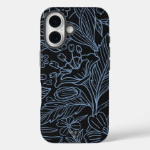 MG Black Botanical Mönster Iphone case