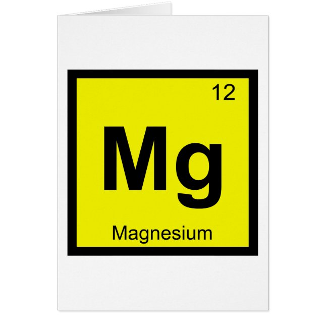 Mg - Magnesium kemi Periodiska systemet Symbol Hälsningskort (Framsidan)