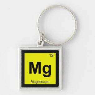 Mg - Magnesiumkemi Periodisk Bord-symbol Fyrkantig Silverfärgad Nyckelring