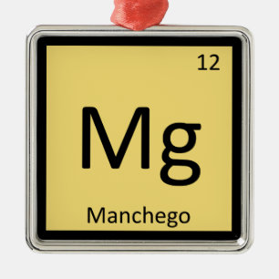 Mg - Manchego Cheese Chemistry Periodic Bord Julgransprydnad Metall