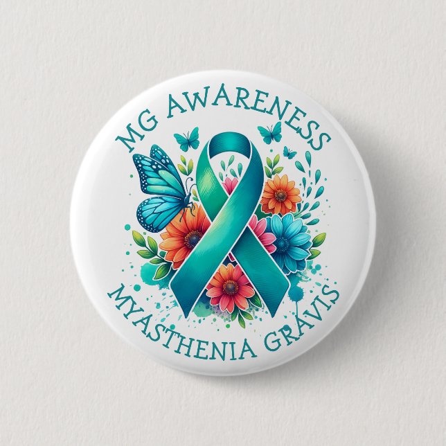 MG-medvetenhet | Myasthenia Gravis Ribbon Knapp (Framsida)