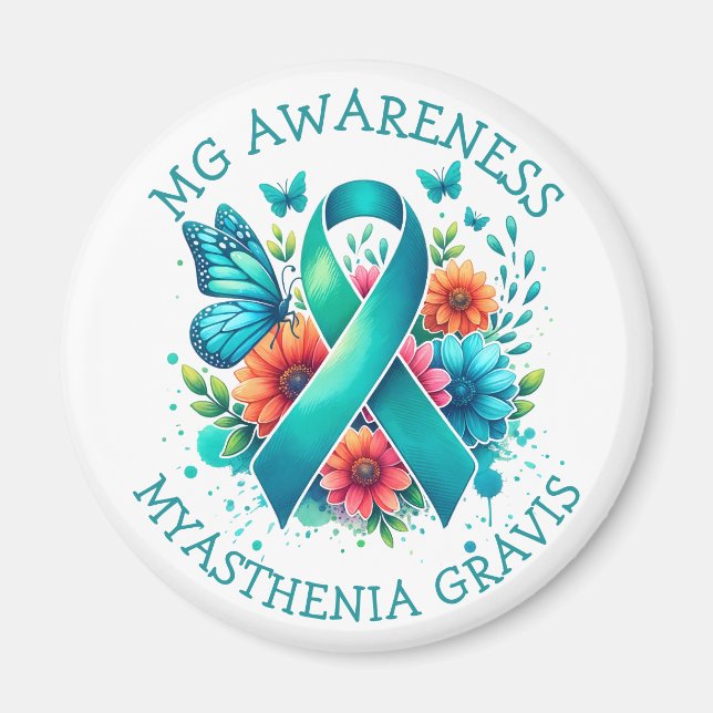 MG-medvetenhet | Myasthenia Gravis Ribbon Magnet (Framsidan)