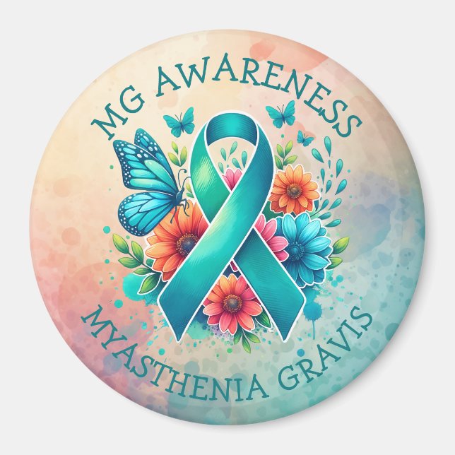 MG-medvetenhet | Myasthenia Gravis Ribbon Magnet (Framsidan)