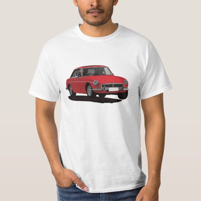 MG MGB GT - rött T Shirt (Framsida)