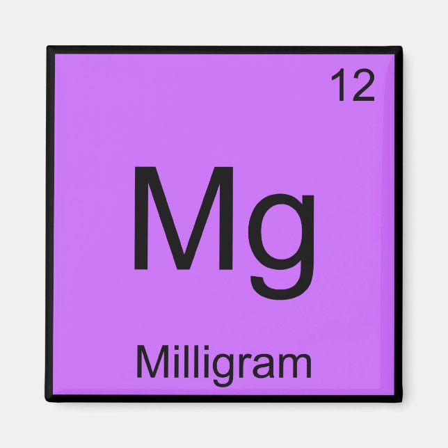 Mg - Milligram Funny Chemistry Inslag Symbol Tee Magnet (Framsidan)