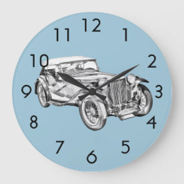 Mg Tc Antique sport Car Illustration Stor Klocka