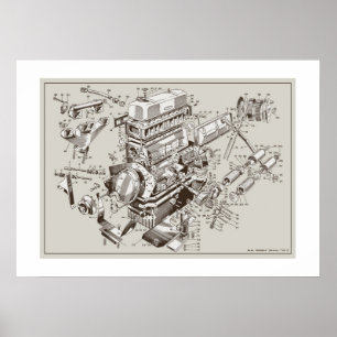 MG TF-motorns schematiska Poster - AvWhite