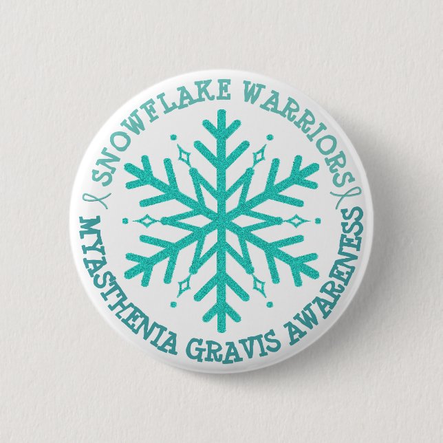 MG Warrior Awareness Ribbon Button Snowflake Knapp (Framsida)
