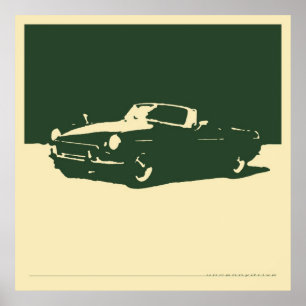 MGB 1971 - brittisk tävlagrönt på kräm Poster