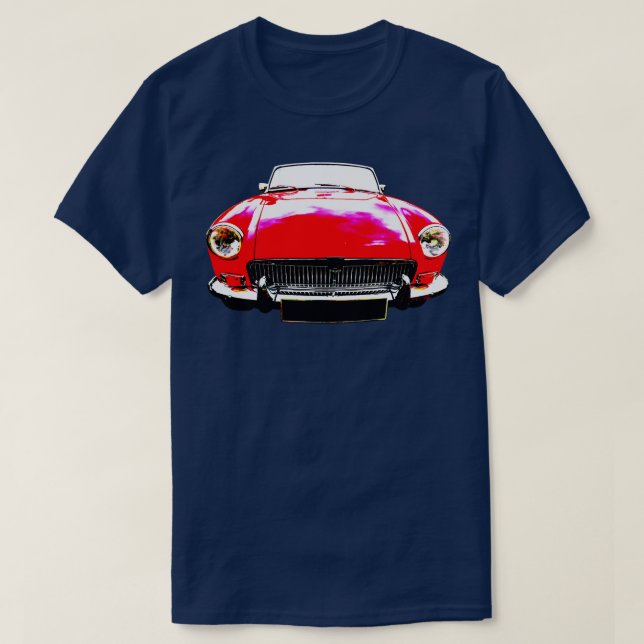 MGB 1 970-tal klassisk röd med hög kontrast T Shirt (Design framsida)