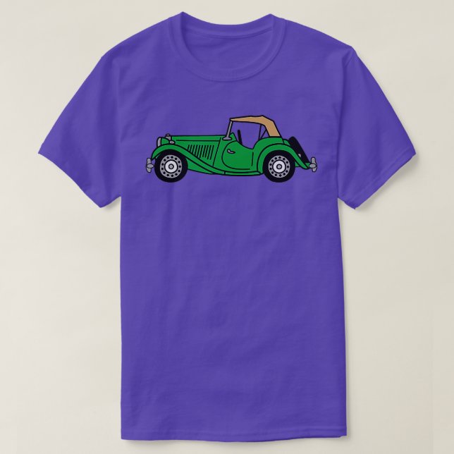 MGTD MG TD British Tävla Grönt Classic Car T Shirt (Design framsida)