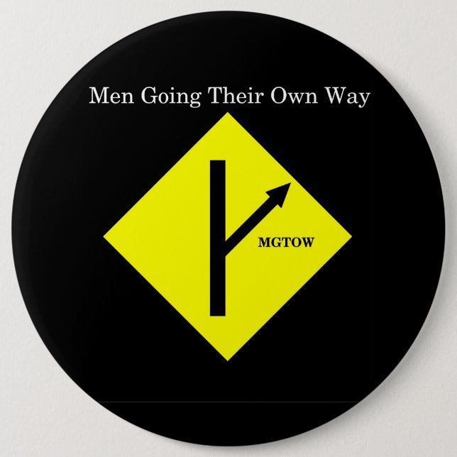 MGTOW-logotypen Knäppas-XXLarge Format-Svarten Knapp (Framsida)