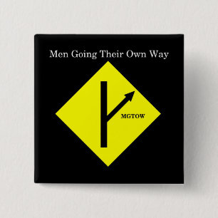 MGTOW-logotypKnäppas-Kvadrera-Svart bakgrund Knapp