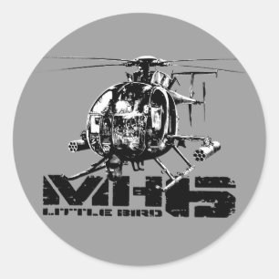 MH-6 Little Bird Classic Round Sticker Runt Klistermärke