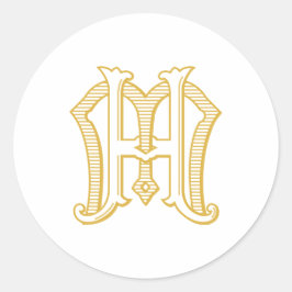 MH Monogram- eller HM-monogramstift Runt Klistermärke