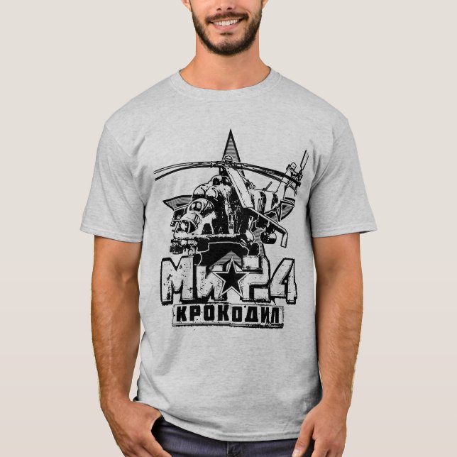 Mi-24 Sovjetisk stor helikopter T Shirt (Framsida)