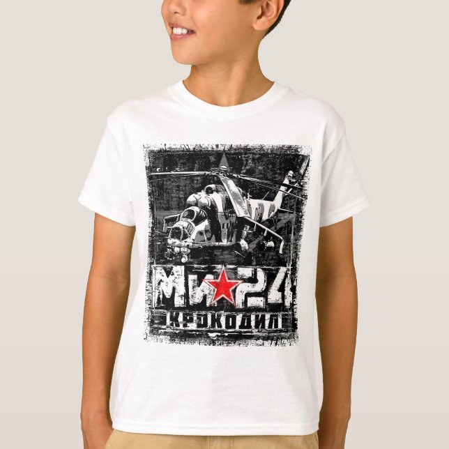 Mi-24 Sovjetisk stor helikopter T Shirt (Framsida)