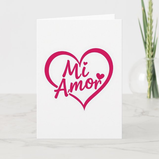 Mi Amor Rosa Hjärtlig Kärlekskort Kort (Framsida)
