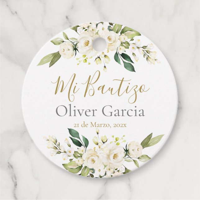 Mi Bautizo Classic Round Sticker Gåvor Etiketter (Framsida)