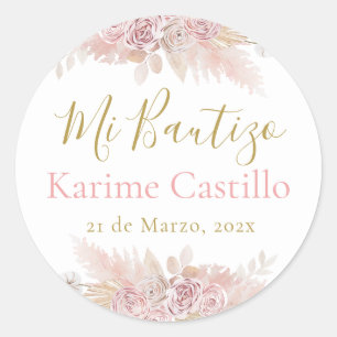 Mi Bautizo rosa Runt Klistermärke