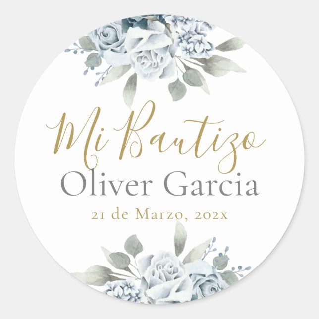Mi Bautizo Runt Klistermärke (Framsida)
