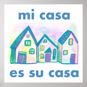 Mi Casa Es Su Casa Cute Colorful Houses Skriv ut Poster