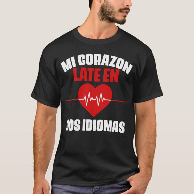 Mi Corazon Bilingual Spain Maestra Teacher T Shirt (Framsida)