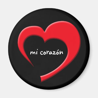 Mi Corazón II Magnet (röd på svart)