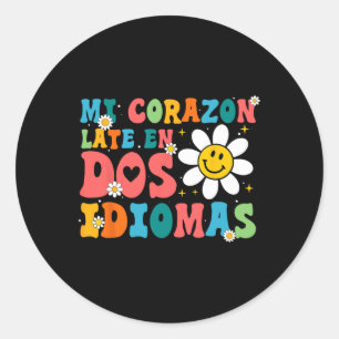 Mi Corazon sent en dos Idiomas Back to school Runt Klistermärke