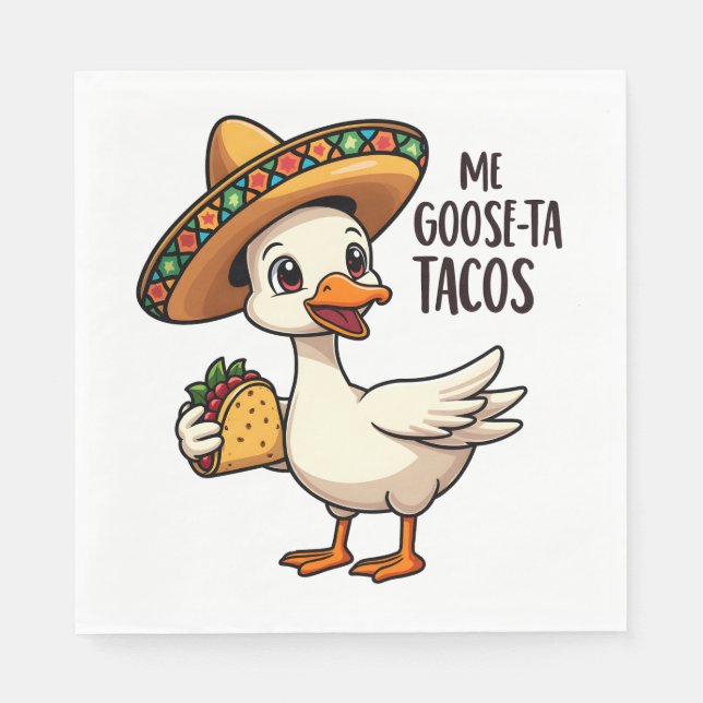 Mi Goose gillar tacos Roliga mexikanska tacoälskar Pappersservett (Framsidan)