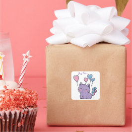 Mi-Mi kitten and hearts, personnalisées Fyrkantigt Klistermärke