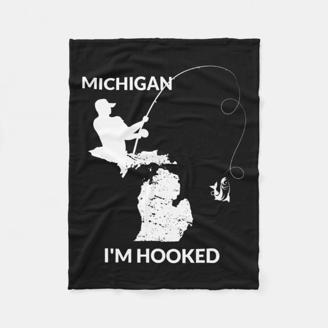 Mi Michigan Fishing Jersey Gift for Fishermen and Fleecefilt (Framsidan)
