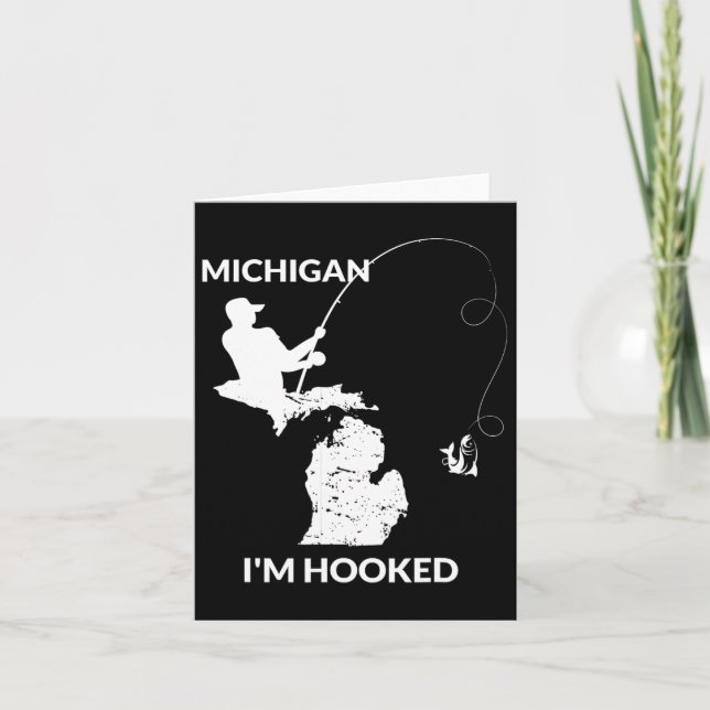 Mi Michigan Fishing Jersey Gift for Fishermen and Kort (Framsida)