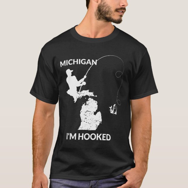 Mi Michigan Fisketräja Present För Fiskare Och  T Shirt (Framsida)