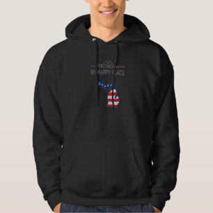 MI Michigan Mitt Lyckliga Ställe USA Delstater Fl Hoodie