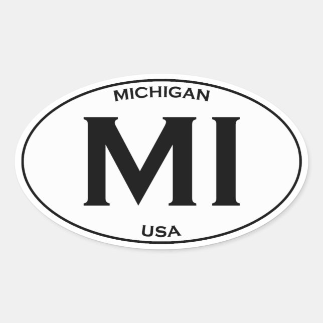 MI - Michigan USA Ovalt Klistermärke (Framsida)