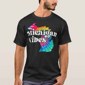 MI Michigan Vibes  Rainbow Tie Dye Michigan  T Shirt