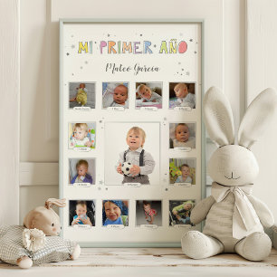 Mi primer año, Baby Collage, Español, Spanien Fototryck
